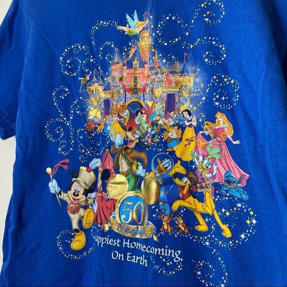 DISNEY Vintage Anniversary Shirt Cotton Metallic Graphic Tee Small Collector - Picture 3 of 9